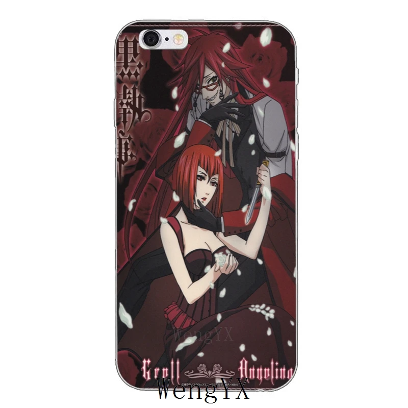 Kuroshitsuji black butler Grell Sutcliff прозрачный мягкий тонкий чехол из силикона для мобильного