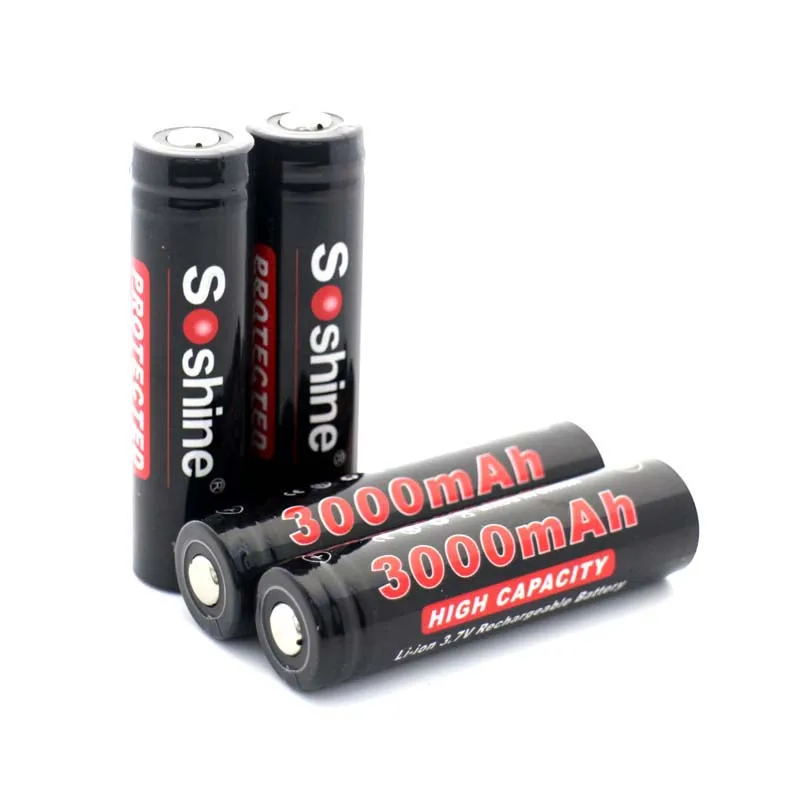 

Soshine 18650P 18650 3.7V 3000mAh Li-ion Rechargeable Battery with Protection (4pcs)