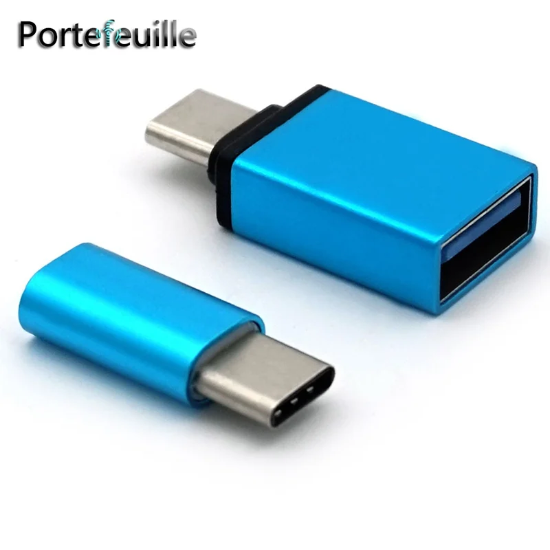 Кабель переключатель Portefeuille 2в1 USB Type C для Micro OTG из алюминия Samsung Galaxy S8 Plus LG G6 G5 MacBook