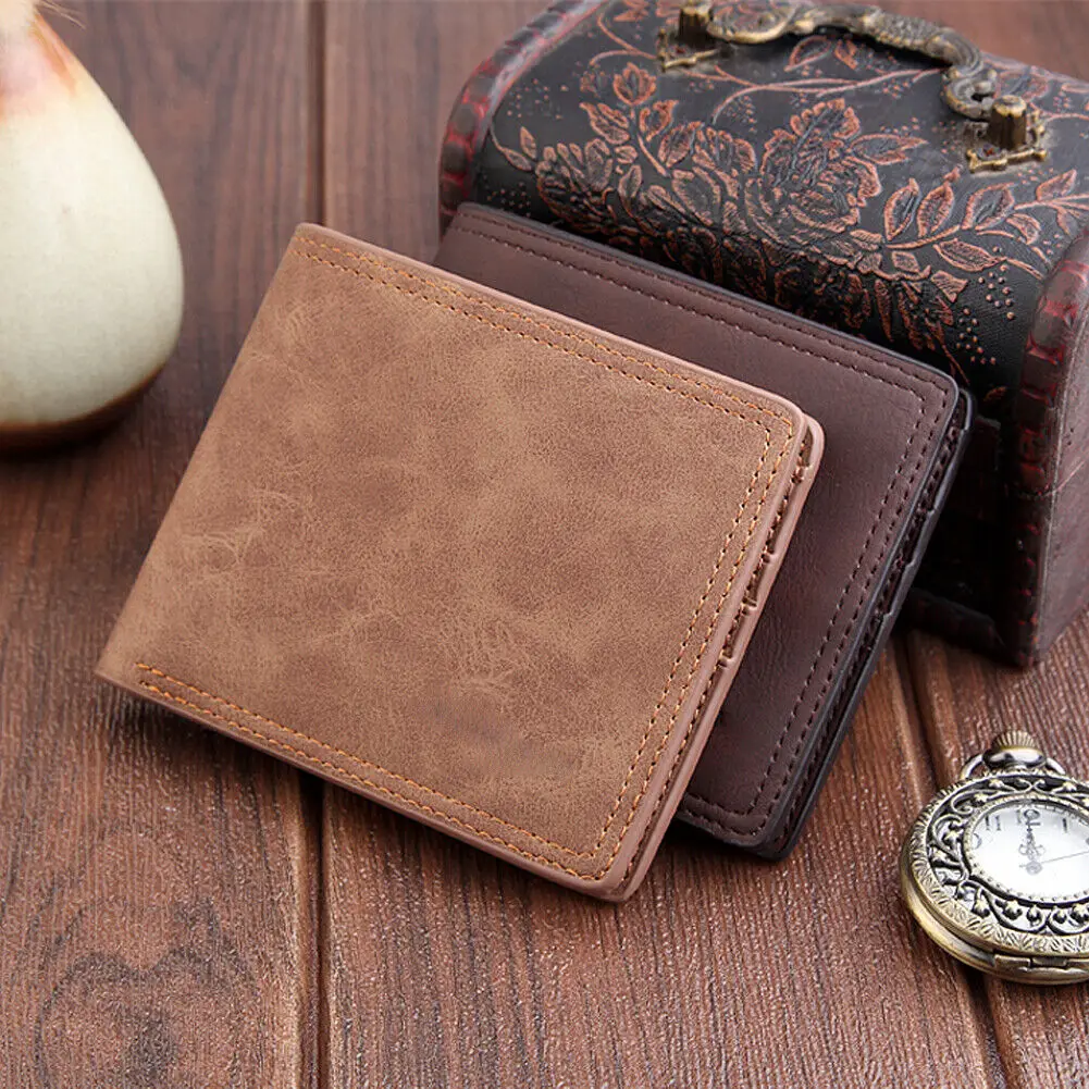 Мужской кошелек из искусственной кожи, карман для монет, карт, денег, клатч, двойной, тонкий кошелек
