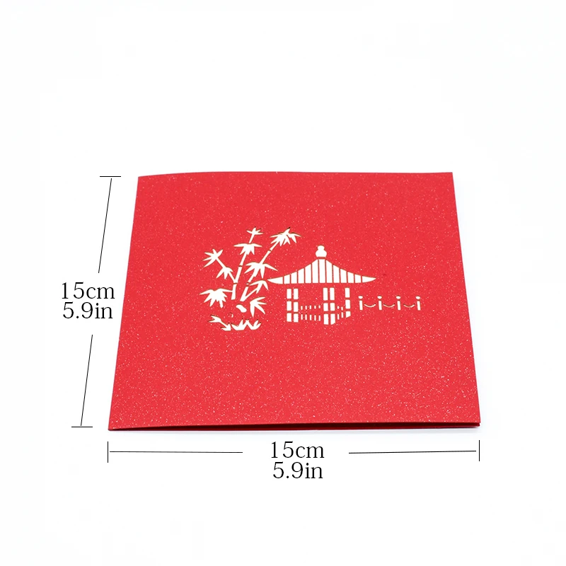  Vintage Building Pop UP Card Birthday with envelope sticker laser cut invitation Greeting Card post - 32876232929