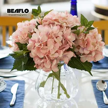 1 филиал свежие искусственные цветы гортензии шар романтические DIY искусственный цветок из шелка цветочные для вечерние украшения дома свадебные