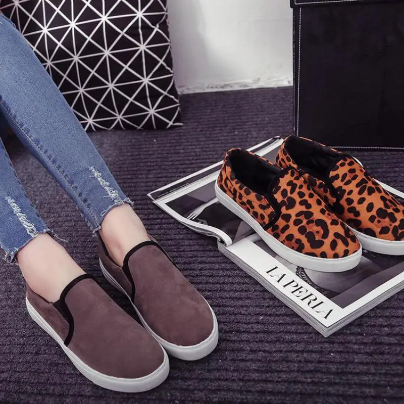 

Leopard Women Flats Loafers Female Black Suede Shoes Comfortable Suede Leather Leisure Daily Dress Chaussures Femme Platform