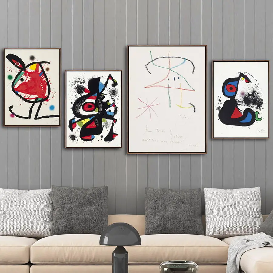 

Home Decoration Canvas Painting Pictures Wall Art Printed Spanish Joan Miro Nordic Style Simple Modular Poster For Living Room