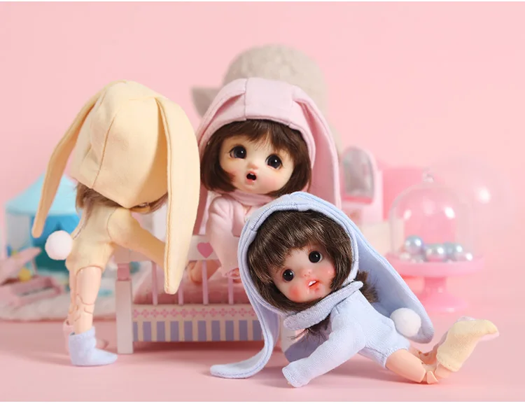 

3pcs/set Cute OB11 Doll’s Clothes adorable Rabbit Set Ear Hat for OB11 1/12 bjd Dolls accessories clothes for dolls