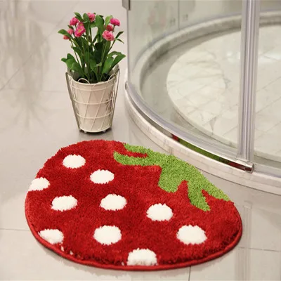 Вельветовый нескользящий ковер 50*60 см мультяшный коврик для ванной комнаты Впитывающий Коврик для ног клубника детская спальня коврик CL0117 замша - Цвет: red