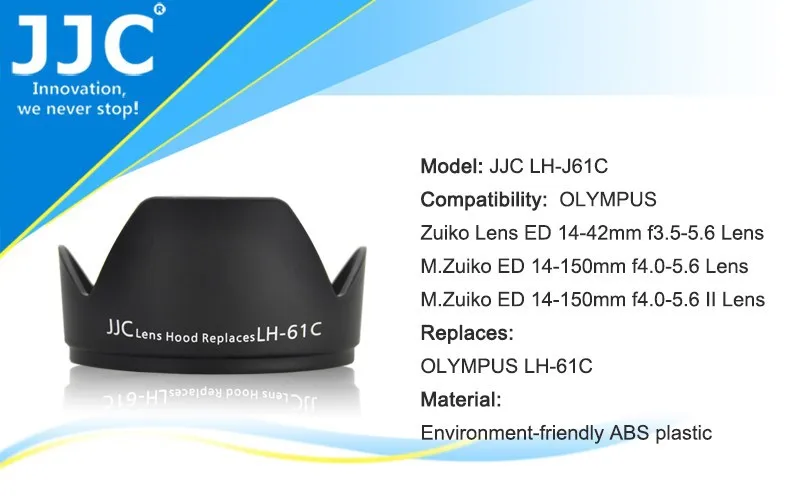 JJC реверсивная черная бленда объектива для OLYMPUS Zuiko Digital ED 14-42 мм M. Zuiko DIGITAL ED14-150mm II Repace Olympus LH-61C