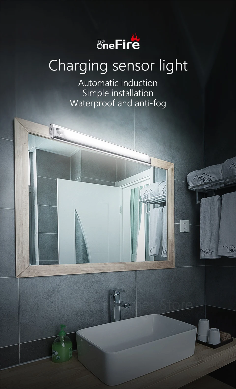 Xiaomi Youpin Wanhuo LED mirror headlamp induction toilet non-punching night lamp charging bedside bedside household bedside