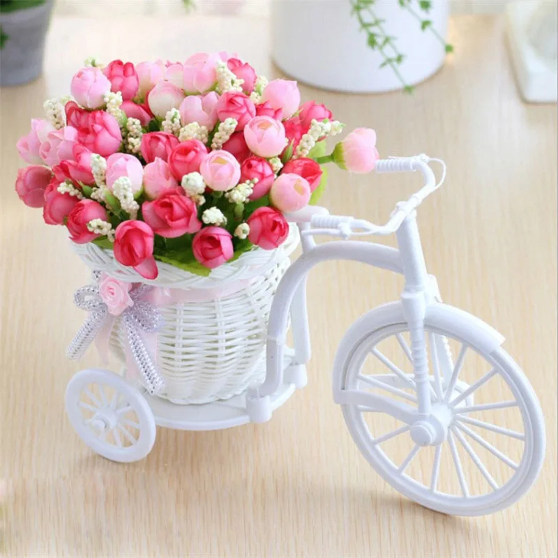 Искусственные цветы Шелковые Розы пластиковые велосипедные настольные декоративные розы бонсай растения искусственные цветы для свадьбы декоративные цветы
