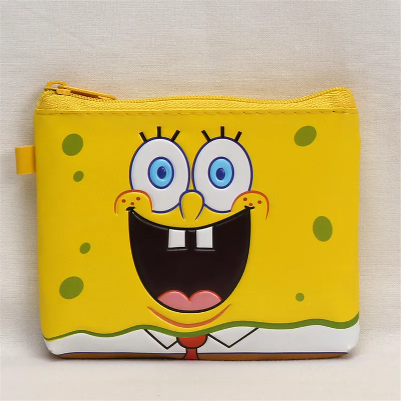 

2017 Fashion Lovely Design Cartoon SpongeBob 3D Embossed Children Zero Wallets PU Leather Square Shape Zipper Women Coin Purse