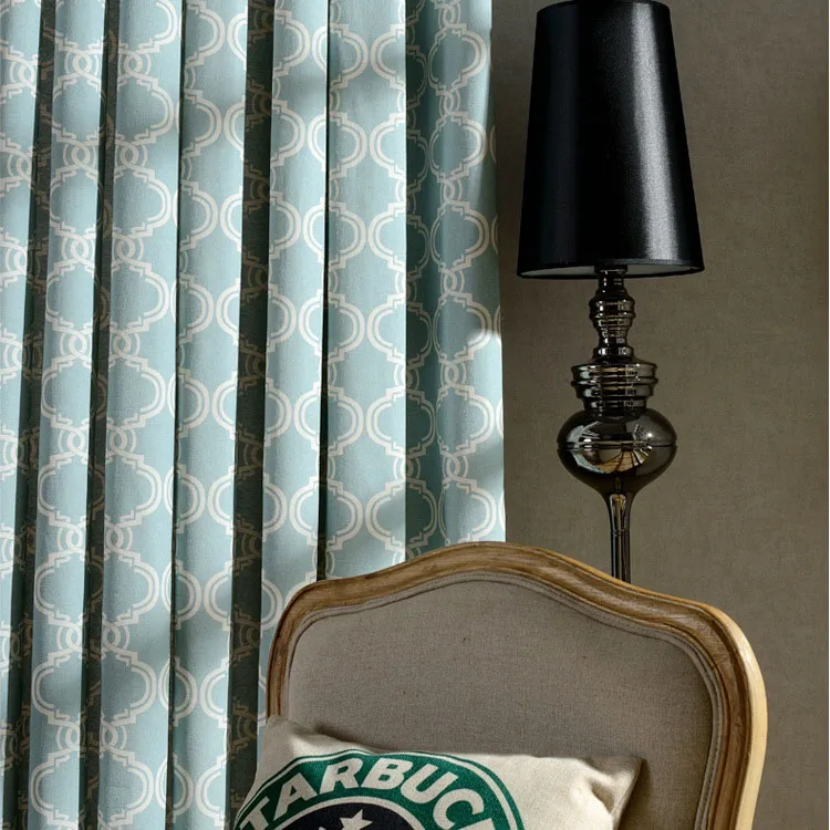 Современные Геометрические льняные занавески в виде фонарей для гостиной, Затемненные занавески для спальни, оконные занавески, занавески, ткань, нестандартный размер - Цвет: Light Green