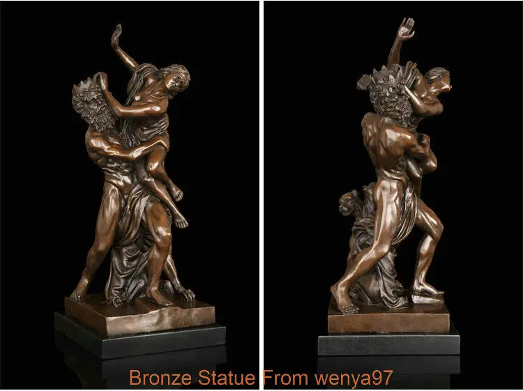 

Art Deco Sculpture Angels Nude Woman And Man Bronze Statue Signed @@ EW