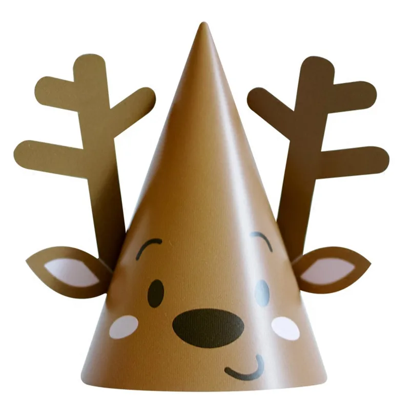 Animal Birthday Hat Creative Giraffe Paper Cap Cow Fox Happy Birthday Party Decoration Kids HatsBaby Shower Party Supplies03