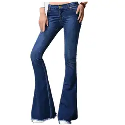 Бесплатная доставка модные женские середине талии клеш Джинсы для женщин Женские сапоги с джинсы винтажные Широкие Брюки Flare Джинсы для