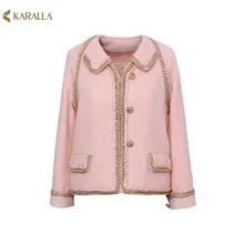 high quality New 2016 women’s autumn spring jacket handmade beading tasse tweed jacket brief designer outwear D7211