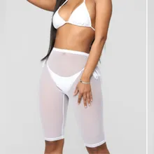 Летние сетчатые шорты для женщин, Пляжное сексуальное прозрачное бикини, шорты с высокой посадкой, короткие штаны, женская пляжная одежда