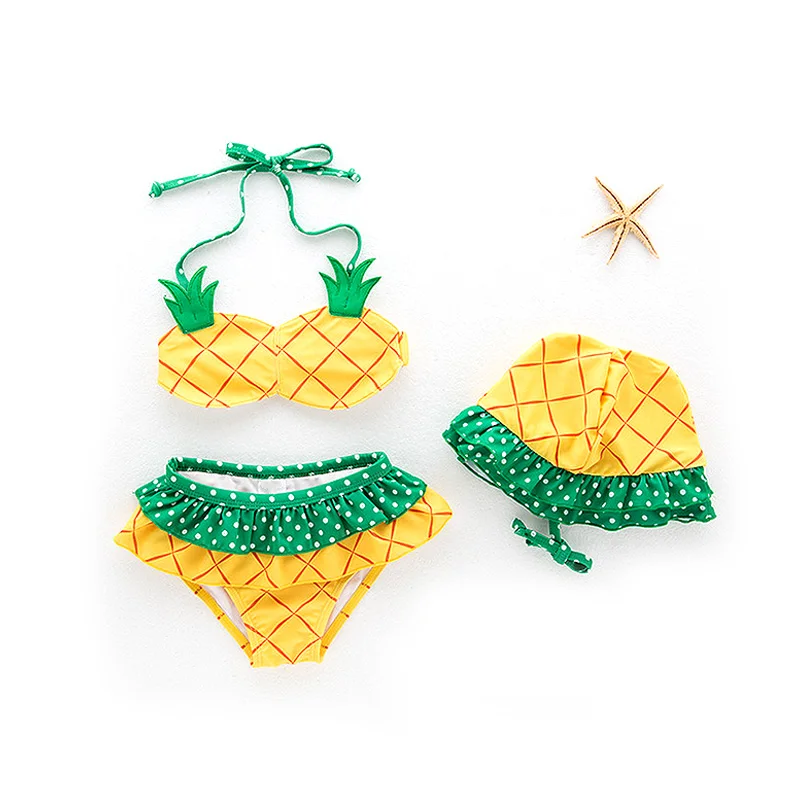 

Summer Baby Children Pineapple fruit Clothes Swimwear Girls Kids Clothing Girl for Swimming 3pcs/Set suit Bathing Swim