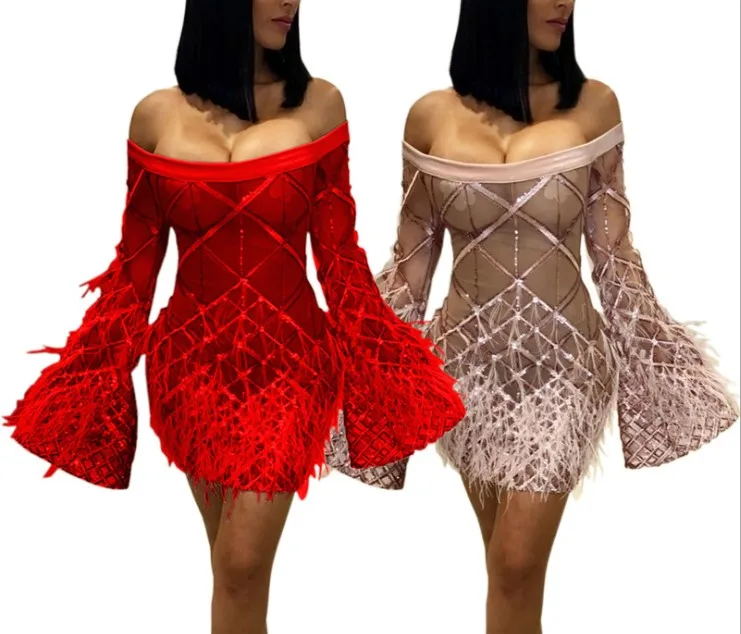 

2019 summer women's Dress sexy tight dress Package hip Dress