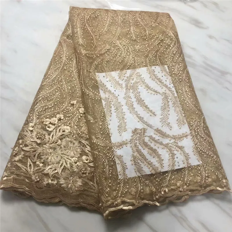 

Nigerian Lace Fabrics For Wedding Dress African French Lace Fabrics 2019 High Quality Embroidered Cord Lace With Beaded PLA73-1
