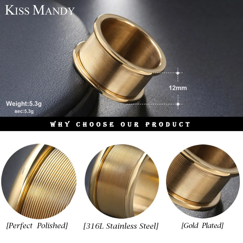 KISS MANDY, золотого цвета/серебряного цвета, 316L, нержавеющая сталь, мужские кольца на палец, свадебные женские ювелирные изделия, идеальная полировка FR70