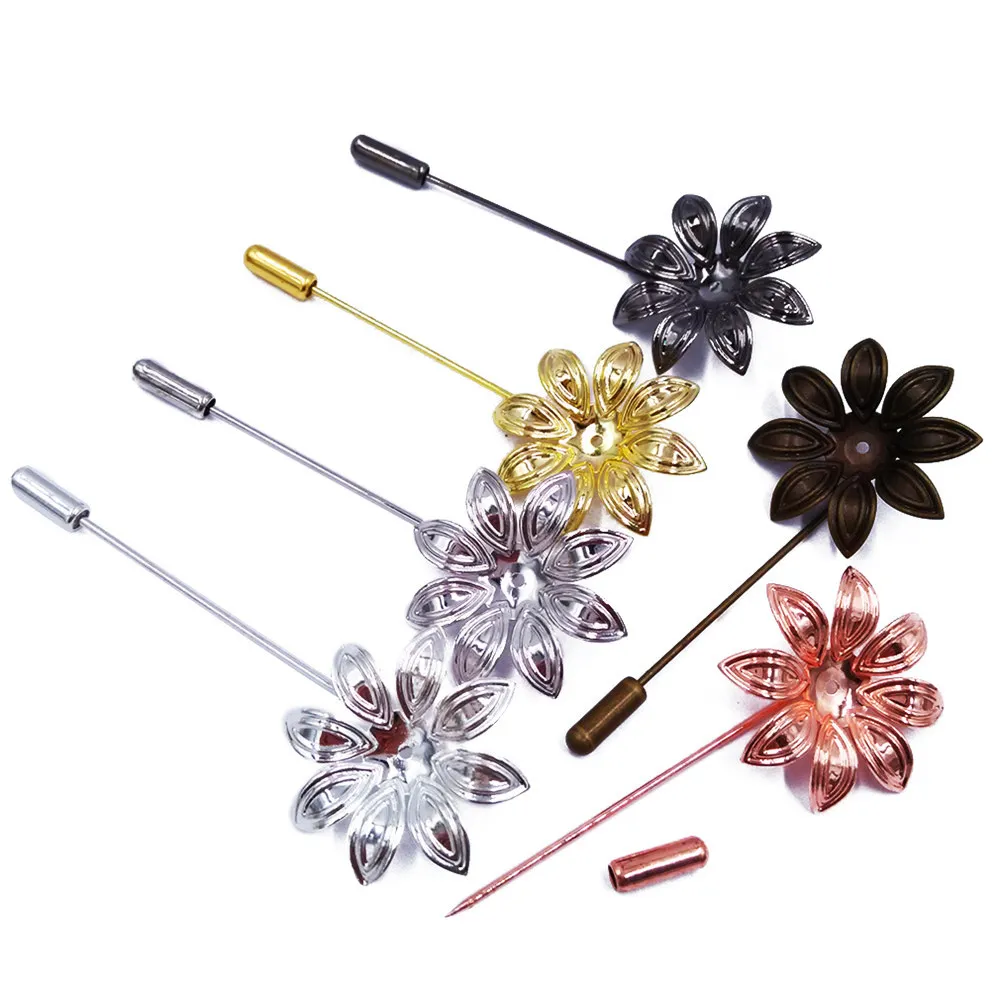 Wholesale 100piece 50mm Sharp Tip Muslim Hijab Pins with 29mm Flower