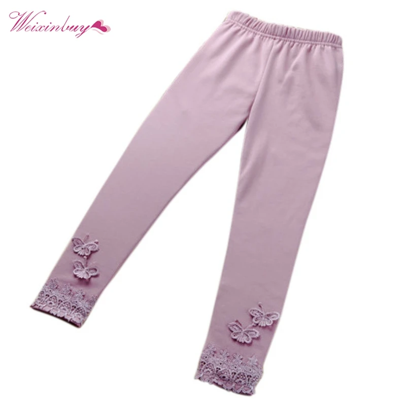 

Stretchy Kid Baby Butterfly Lace Butterfly Pants Girl Pants Toddler Capris Solid Color