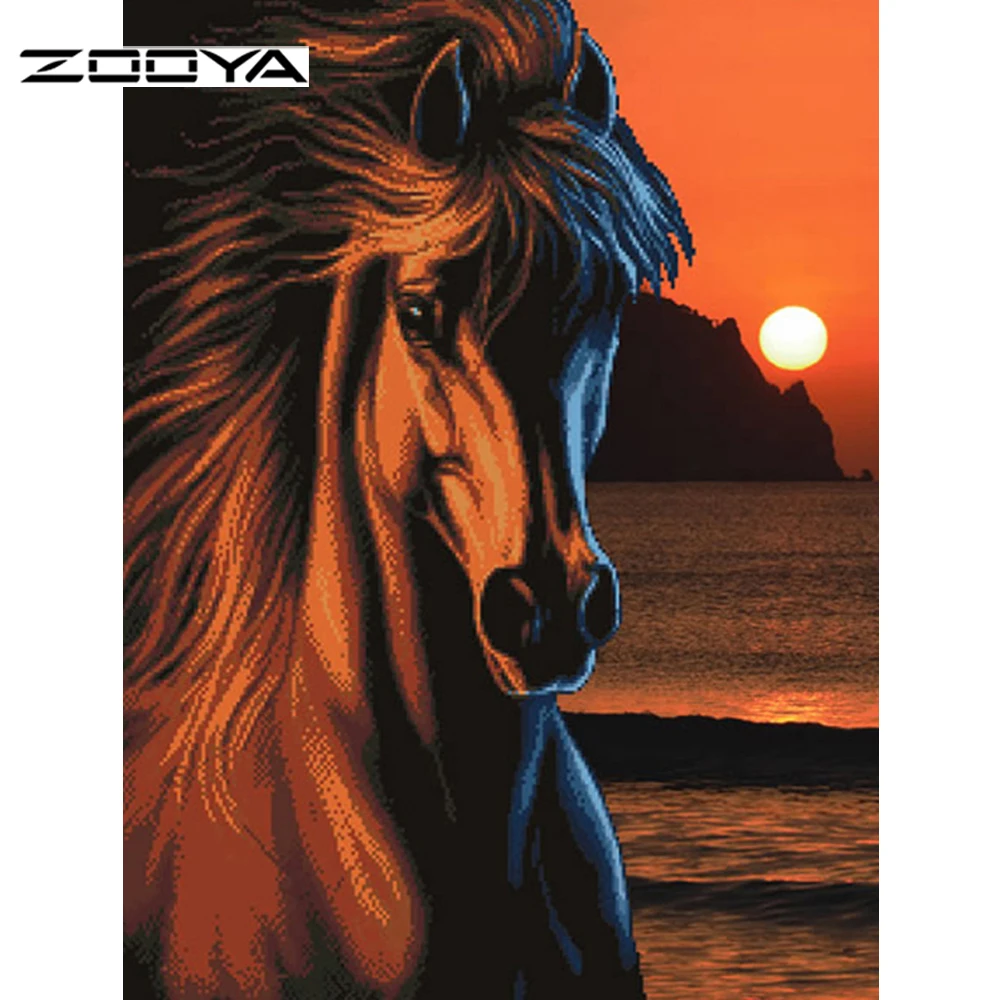 

ZOOYA DIY Horse Diy Diamond Painting Full Whole Resin Drill Square Diamond Painting Rhinestone Cross Stitch Christmas GIFTS F448