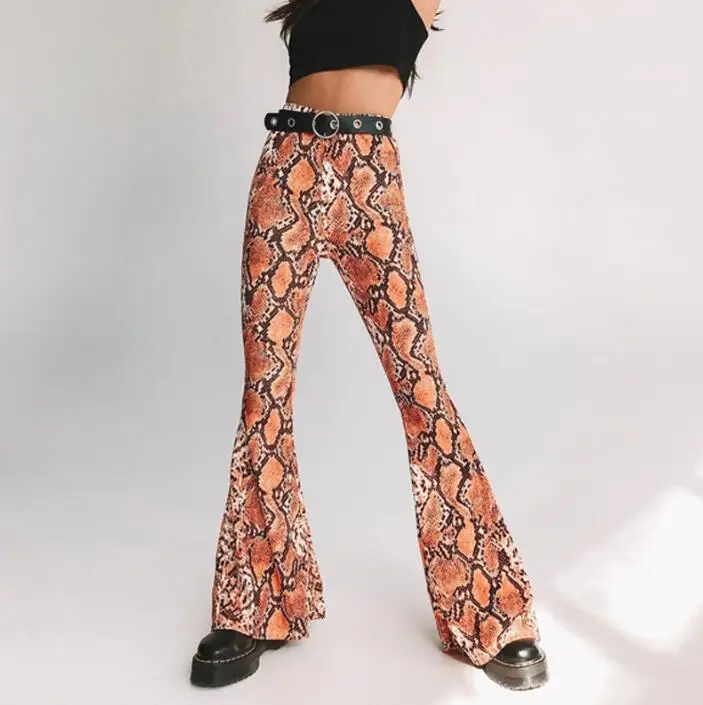 Сексуальные женские брюки со змеиным принтом с широкими штанинами, облегающие брюки с высокой талией, женские повседневные зимние обтягивающие штаны - Цвет: picture color