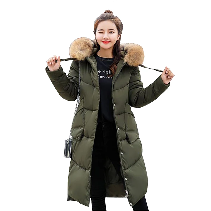 #*Cheap Thicken Big Fur collar Winter Jacket Women 2018 New Slim Plus size Womens Down Cotton Jackets Hooded Long Coat Female Parkas
