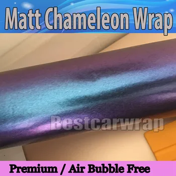 

Blue to Purple Matte Chameleon metallic Vinyl Wrap With Air Bubble Free Car Vehicle Wrapping shift Foile 1.52x20m/Roll 4.98x66ft