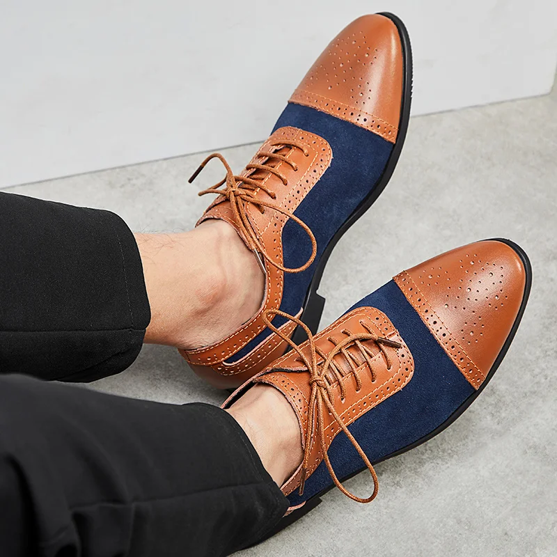 Homem Tosjc Escritório Vaca Homens Casamento Para Qualidade Pontas blue Brown Oxfords Vestido Black Dedo Pé Sapatos Derby Mens Formais Do De Negócios yellow Camurça Brown Brogue UFrTUwq
