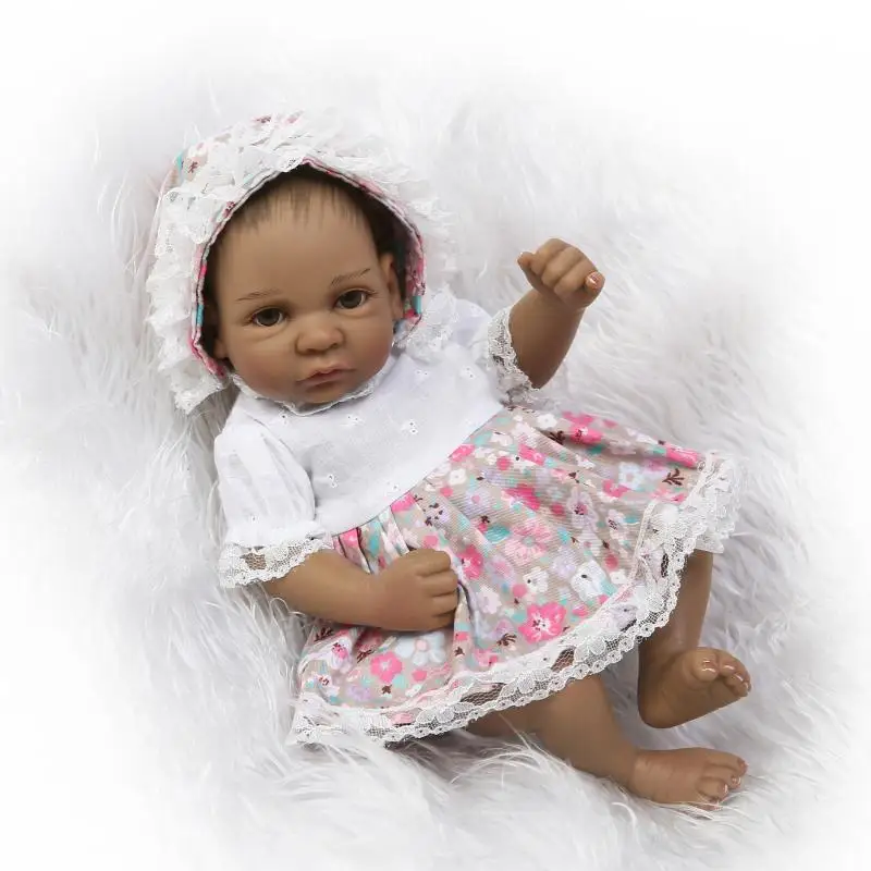 

New Realistic Mini cute black Reborn Baby Doll Full Silicone Npk bathed Toys 11 inch Lifelike Alive Girl Kids Birthday Gifts