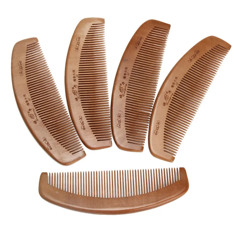 

16.5x5cm Natural Health Peach Wooden Mahogany Comb Present Moon Comb No Electrostatic Wholesale & Drop Shipping