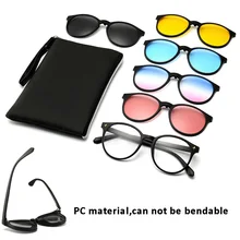 Классические поляризационные солнцезащитные очки для мужчин и женщин, 5 в 1, магнитные очки на застежке, TR90, UV400 oculos de sol для ночного вождения