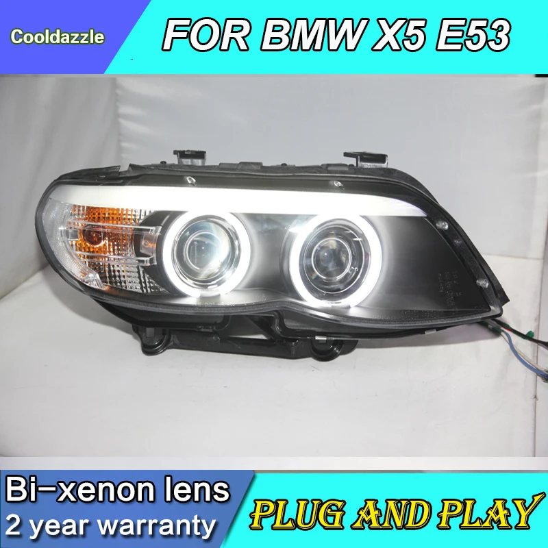 Автомобильный Стайлинг, передние лампы для BMW X5 E53 CCFL, ангельские глазки, головной светильник, лампы 2004, 2005, 2006 лет, СВЕТОДИОДНЫЙ DRL Дневной ходовой светильник