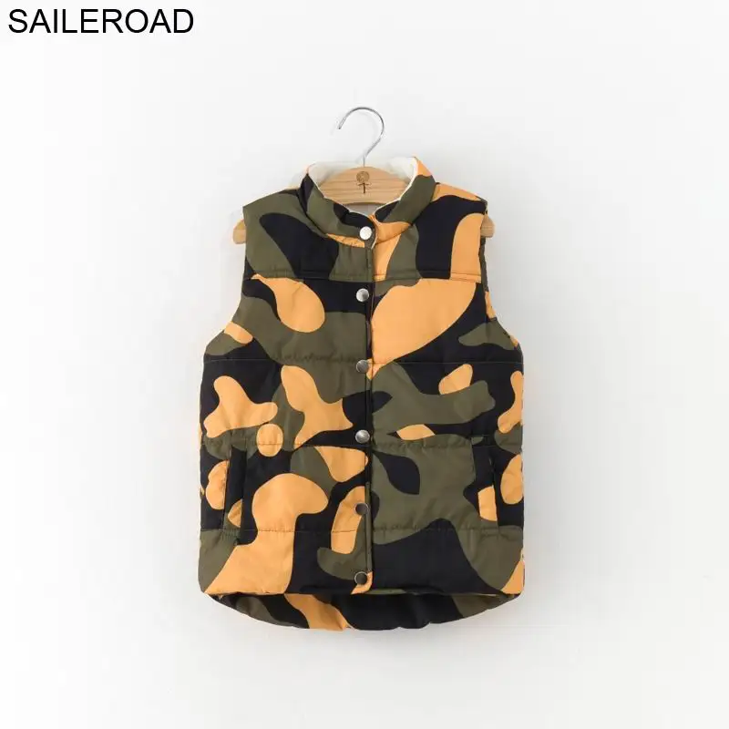 

SAILEROAD 2-7Years Fashion Camouflage Children's Vest Winter with a Hood Thick Warm Waistcoat for Teenagers Vest for Child Boys