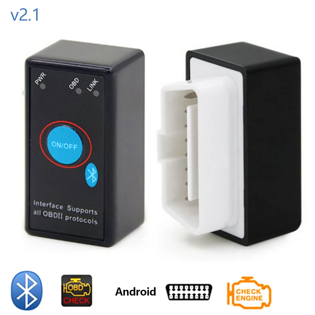 Dewtreetali Auto OBD2 ELM327 with Switch V2.1 Bluetooth Scanner Torque