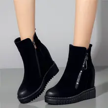 Туфли-оксфорды в стиле панк; женские ботильоны на танкетке из коровьей кожи; туфли-лодочки на высоком каблуке с круглым носком; повседневная обувь; высокие кроссовки
