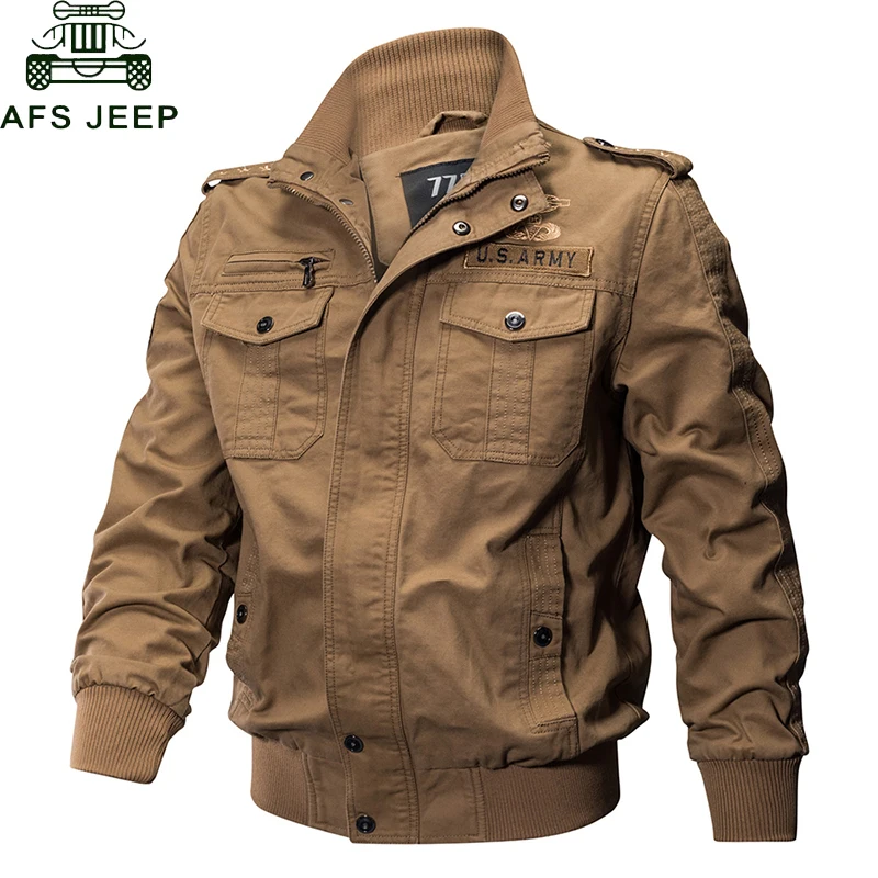 Goede AFS JEEP Militaire Jas Mannen Lente Herfst Katoen Mannelijke Casual Luchtmacht Vlucht Jassen hombre Plus Size M 6XL Bomberjack mannen