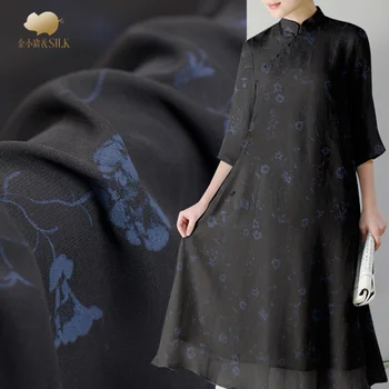 

Hot stamping process silk georgette fabric super beautiful chinese silk fabric scarf dress shirt silk fabric wholesale cloth