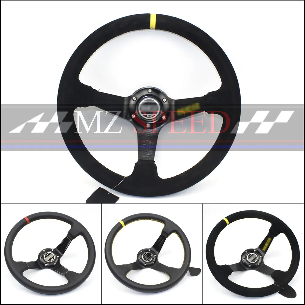 

new Car accessories Racing Steering Wheels 14 inch Genuine Leather Black Drifting Steering Wheel