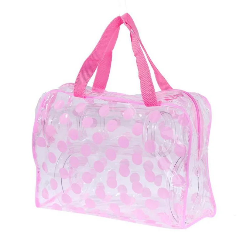 Transparent Waterproof Dot Cosmetic Bag Handbag Zipper Dust-Proof Mak Up Portable Storage Bag Bath Travel Make Up Case Neceser