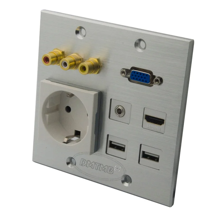 120X120 мм алюминиевая лицевая пластина с HDMI 3 5 аудио 3RCA AV USB VGA ЕС настенная и
