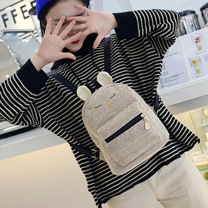 

3 Pcs/Set Women Composite Bag Zipper Cotton Hemp Backpack Coin Pouch Lady Girl Casual Shoulder Bags BS88