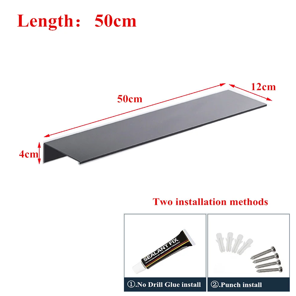Настенное крепление черного пространства алюминиевая полка для ванной комнаты кухонные полки Душ Caddy стеллаж для хранения 30 \ 40 \ 50 \ 60 см шампунь - Цвет: 50cm