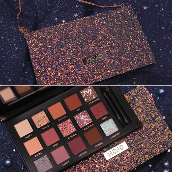 

HOJO 15Color Nude Matte Eye Shadow Palette Chain Look Loose Pressed Glitter Shiny Powder Eyeshadow Shimmer Makeup Kit with Brush