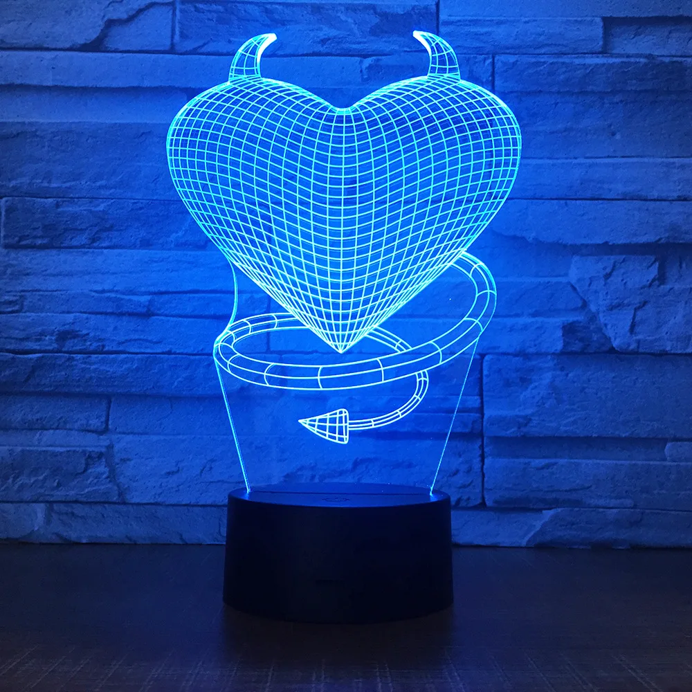 

Seven Color Creative 3d Lamp Acrylic Bedroom Bedside 3d Small Night Light Customization Valentine's Day gift