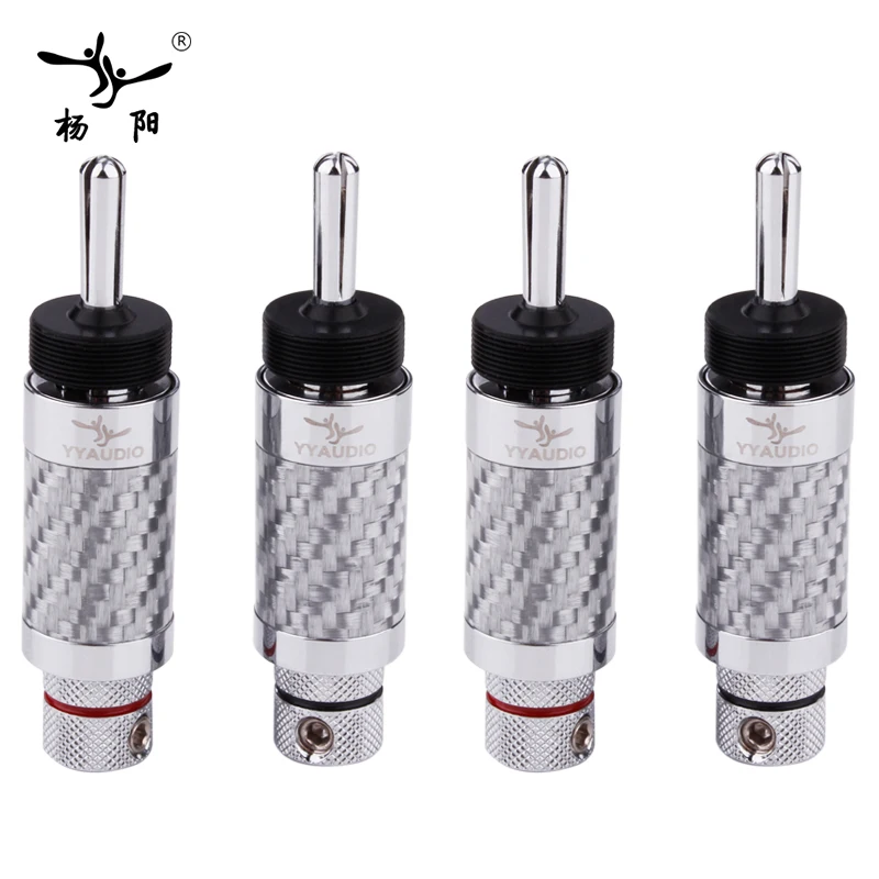 

4 PCS Hifi banana Plug High Performance Carbon Fiber Rhodium plated Banana spade Jack connecter