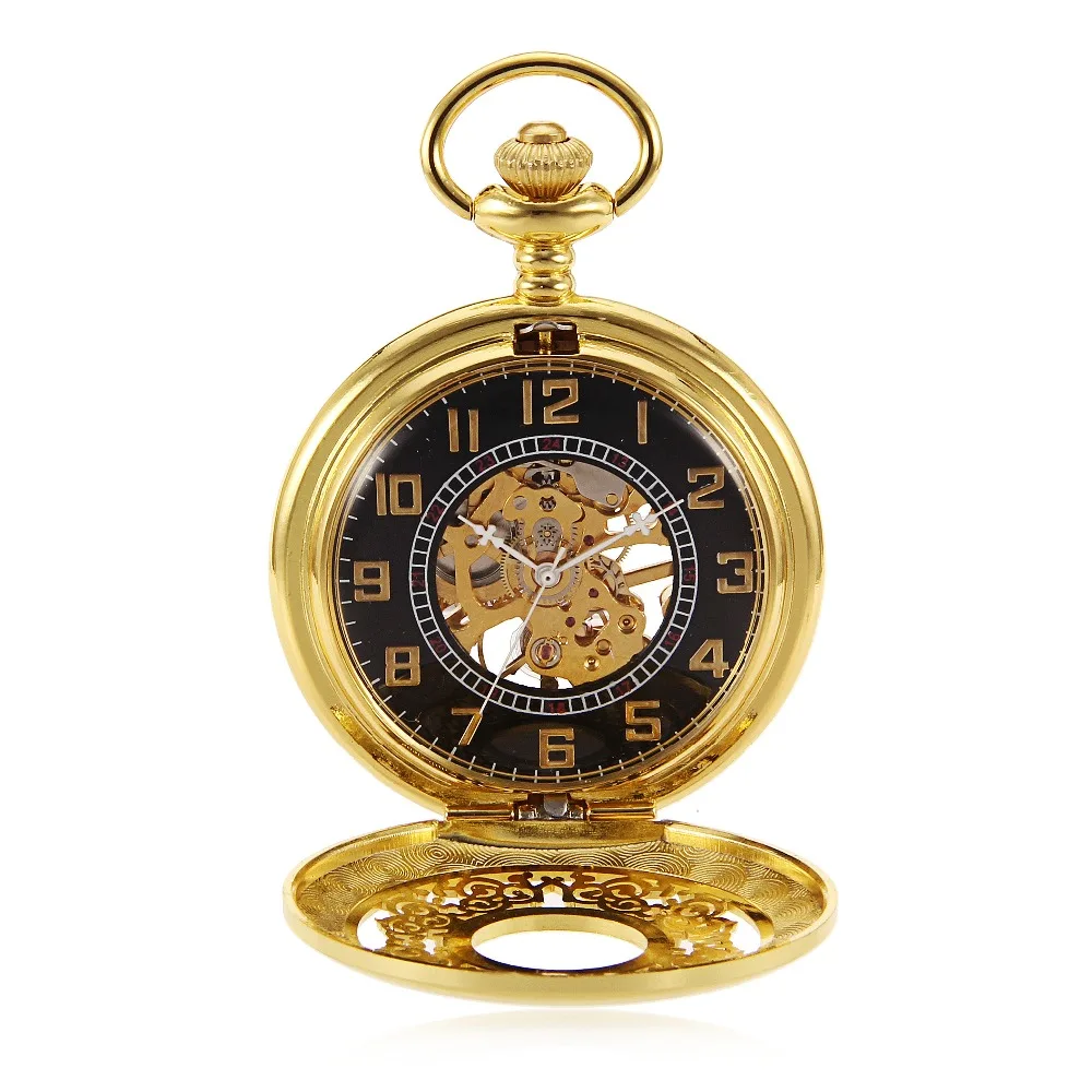 Новые золотые Цветочные аналоговые Selekton стимпанк мужские ручные механические карманные часы с цепочкой Reloj de bolsillo