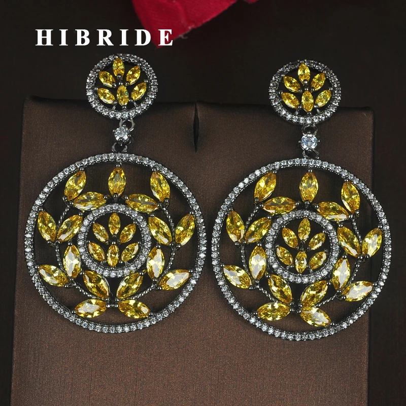 

HIBRIDE Charm Brand AAA Cubic Zircon Women Bride Drop Earrings Jewelry Fashion Pendientes mujer moda Brinco E-727
